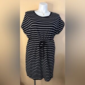 Rafaella Black and White Striped Dress